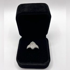 .50 cts Marquise Cut Natural Diamond Sterling Silver Ring Size 7